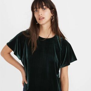 Madewell Green Velvet Butterfly Top